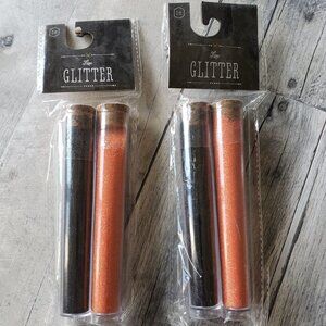 4 Pack of Orange and Black Glitter in Test Tubes Halloween